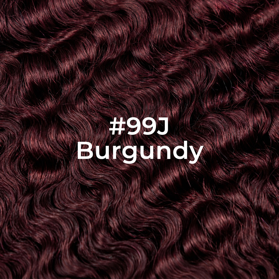 [Copy]#99J Burgundy Burmese Curly Hair Bundles Easy Blend Brazilian Human Hair for Sew in Quick Weave