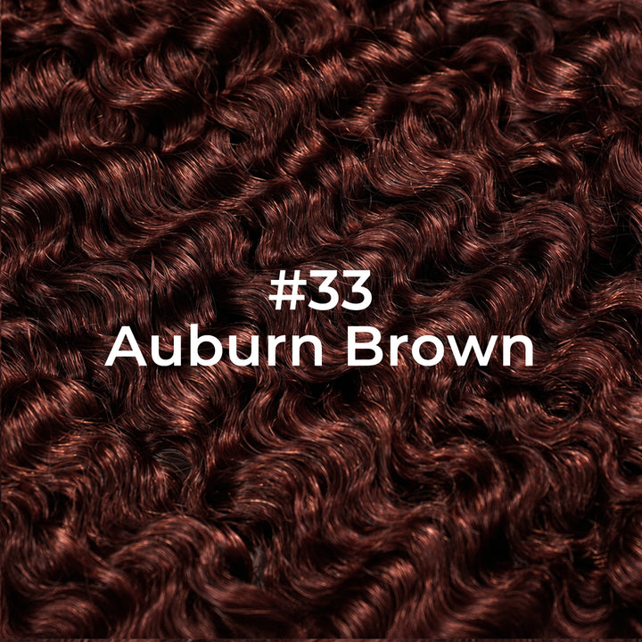 #33 Auburn Brown Burmese Curly Hair Bundles Easy Blend Brazilian Human Hair for Sew in Quick Weave