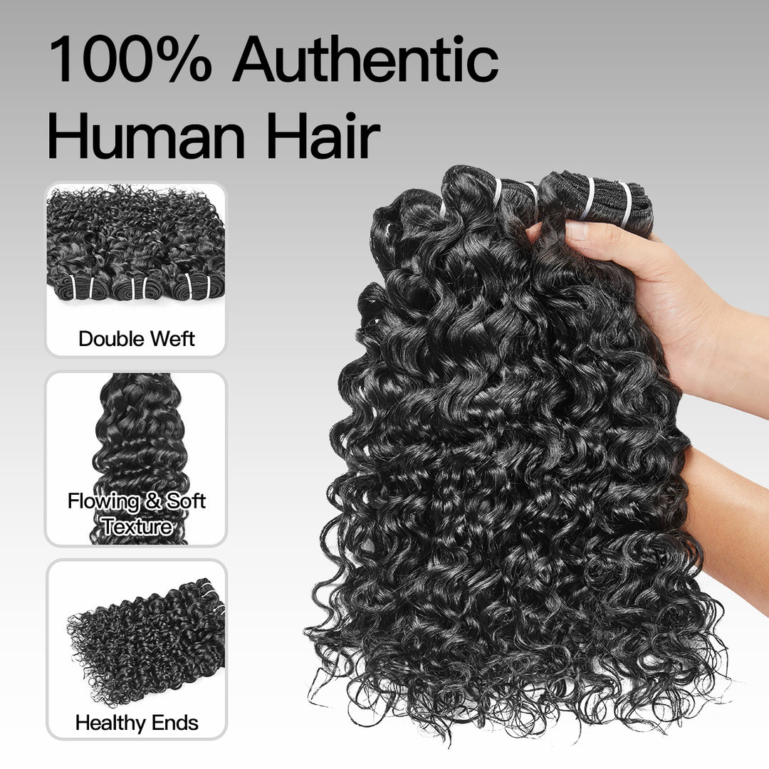 Water Wave Quick Weave | 100% Human Hair Bundles | Budget Friendly 10A Grade Brazilian Virgin 100% Human Hair  Sew in/Glue in Viral Hair Bundles