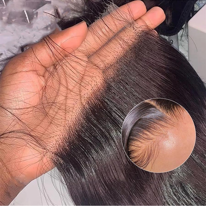 [Wequeen] 2x6 HD Lace Closure Straight Body Wave Skin-Like Closure Human Hair 14-18inch #1B Natural Black