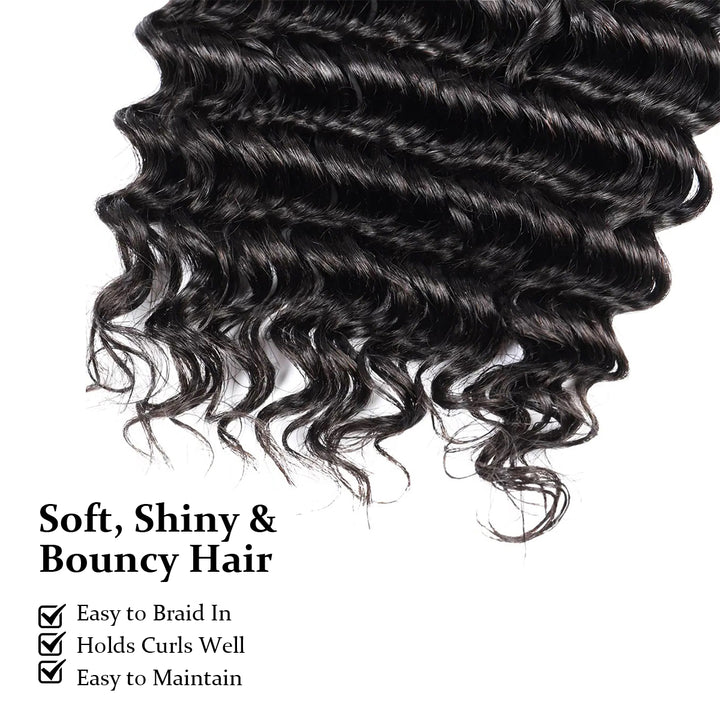  Boho Braids Deep Wave 12A Grade Salon Quality 100% Brazilian Virgin Hair Human Bulk Braiding Deep Wave 16"-24" For Trendy In Summer