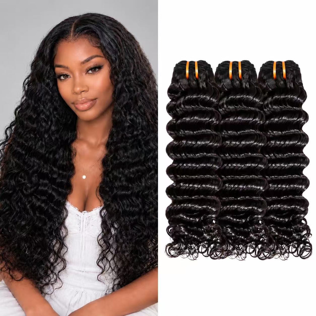 Mink Virgin Hair Deep Wave Bundles | 12–30” Human Hair | Bundles with Lace