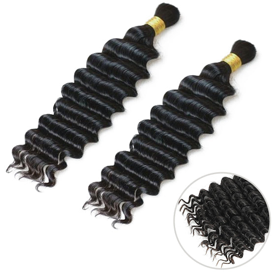 [Wequeen] 12A Grade Salon Quality 100% Brazilian Virgin Hair Human Bulk Braiding Deep Wave 16"-24" For Boho Braids Trendy In Summer