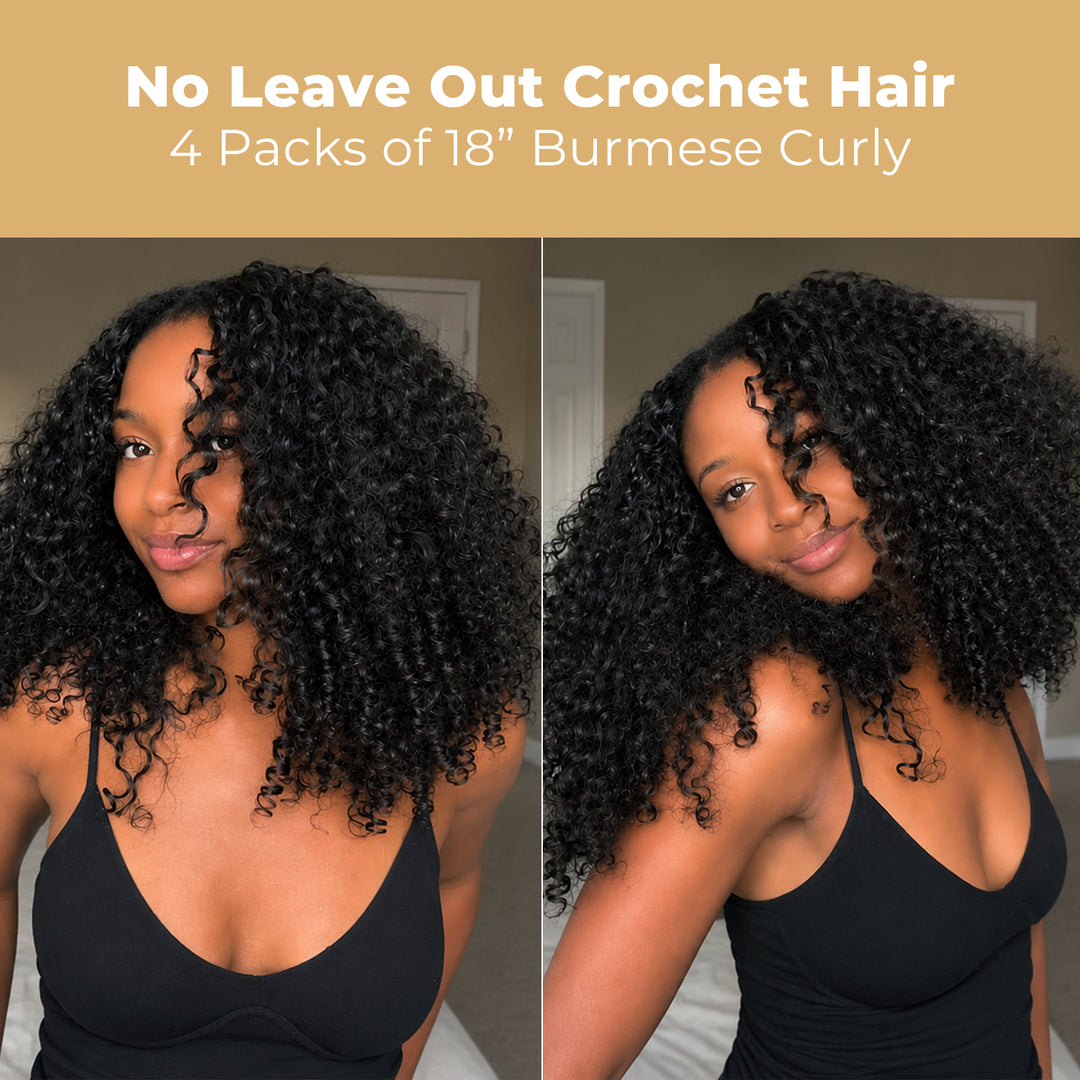 Burmese Curly Feather Crochet Hair Human Hair Extensions for Boho Braids Invisible Knots Pre-Separated Protective Style
