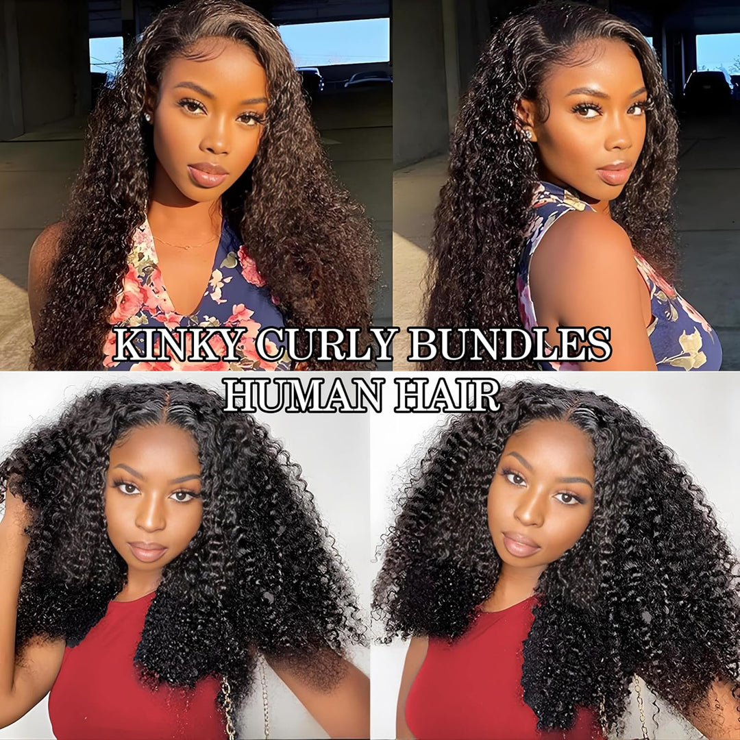 Kinky Curly Hair Bundles | 12–28 Inch Human Hair | Natural Black #1B | Tight, Springy Curls