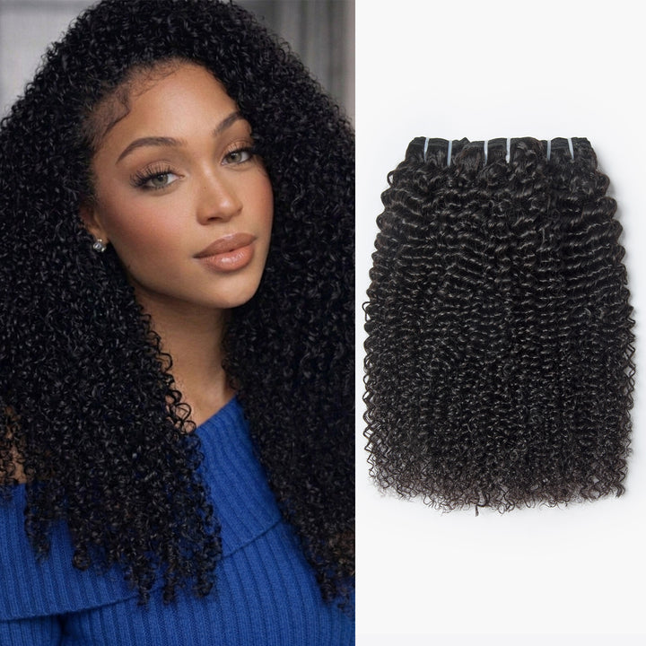Kinky Curly Hair Bundles | 12–28 Inch Human Hair | Natural Black #1B | Tight, Springy Curls
