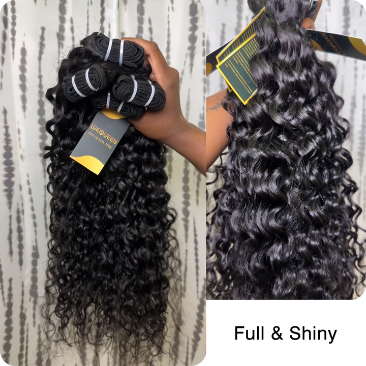 [Wequeen] Budget Friendly 10A Grade BrazilianVirgin 100% Human Hair Water Wave QuickWeave Sew in/Glue in Viral Hair Bundles